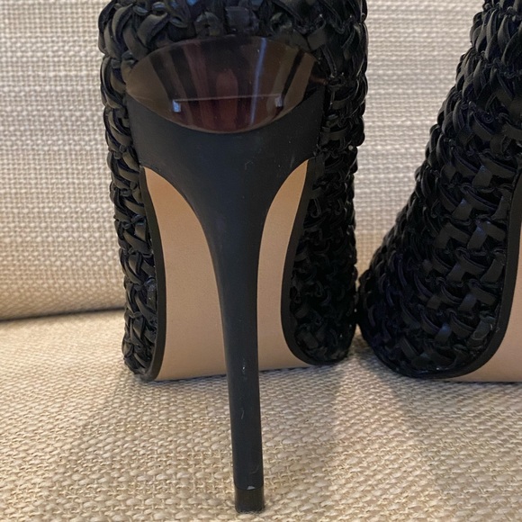 Zara Womens Black Open Toe Woven Fitted Ankle Boots w Stiletto Heels / Size 10 - Picture 9 of 15